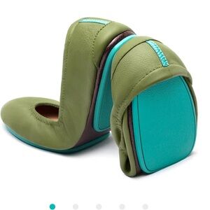 Tieks Olive Green Leather Ballet Flats